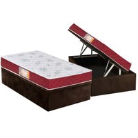 Conjunto Box Baú Solteiro: Colchão Espuma Castor D20 Sleep Max Duplo + Base CRC Suede Brown (88x188)