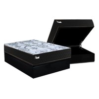 Cama Box Baú Casal: Colchão Molas Ensacadas Paropas Life Gold + Base CRC Suede Black (138x188)