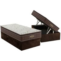 Cama Box Baú Solteiro: Colchão Ortopédico Probel Guarda Costas Extra Firme + Base CRC Suede Brown (88x188)