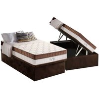 Conjunto Box Baú Solteiro: Colchão Molas D Angelis Anjos Ensacadas King Best Brown + Base CRC Suede Brown (88x188)