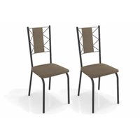 Kit 2 Cadeiras de Cozinha Lisboa 2C076PRF Aço 2 Un Preto/ano Capuccino - Kappesberg