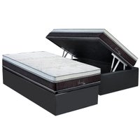 Cama Box Baú Solteiro: Colchão Molas Ensacadas Polar Serenatta + Base CRC Suede Gray(88x188)