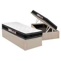 Conjunto Box Baú Solteiro: Colchão Espuma Castor D33 Black e White+Base CRC Suede Clean (88x188)