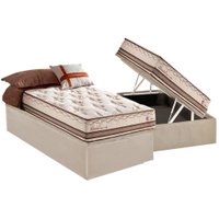 Conjunto Box Baú Solteiro: Colchão Molas Herval Maxspring Istambul + Base CRC Suede Clean(88x188)