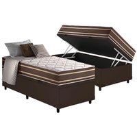 Conjunto Box Baú Solteiro: Colchão Molas D Angelis Anjos Ensacadas Duo Sono + Base Courano Brown (88x188)