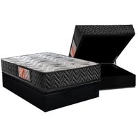 Conjunto Box Baú Casal: Colchão Espuma Paropas D23 Pasquale Black + Base CRC Suede Black (138x188)