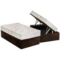 Conjunto Box Baú Solteiro: Colchão Espuma Castor D28 Sleep Max Duplo + Base CRC Suede Brown (88x188)