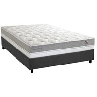 Conjunto Box Casal: Colchão Molas Herval Ensacadas Maxspring C1672 + Base CRC Suede Gray (138x188)