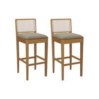 Banqueta Sala de Jantar Sara 1BMM005CA Premium Madeira Maciça Kit 2 Un Carvalho/Boucle Bege Fendi/Tela Bege - Kappesberg
