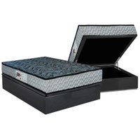 Cama Box Baú Casal: Colchão Anatômico Paropas D23 AG65 Royalle Rustico + Base CRC Suede Gray (138x188)