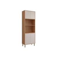 Paneleiro de Cozinha Modulado Esplêndida Torre Quente c/ 4 Portas e 2 Nichos p/ Forno 70cm Freijo/Off White - MGM