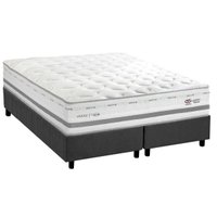 Cama Box King: Colchão c/ Vibro Massagem Herval Maxspring C1756 + Base CRC Suede Gray (193x203)