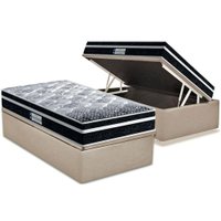Cama Box Baú Solteiro: Colchão Espuma Probel D33 / EP ProDormir Advanced Tech1500 Plus + Base CRC Suede Clean(88x188)