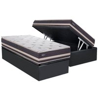 Cama Box Baú Solteiro: Colchão Anatômico Herval AG65 Belfort + Base CRC Suede Gray (88x188)