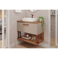 Bancada de Banheiro Balcão Duna 1 Porta c/ Cuba 80cm Cappuccino/Freijo - MGM