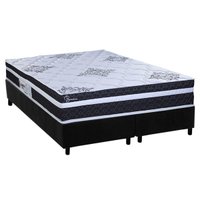 Cama Box King: Colchão Molas MasterPocket Ensacadas Paropas Basic Black + Base CRC Suede Black (193x203)
