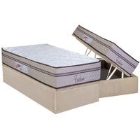 Cama Box Baú Solteiro: Colchão Molas Ensacadas Paropas Evidence + Base CRC Suede Clean (88x188)