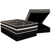 Cama Box Baú Casal: Colchão Anatômico Paropas D28 AG80 Master Black Double Face + Base CRC Suede Black (138x188)