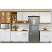 Cozinha Modulada Completa Burguesa Premium 6 Peças (3Aéreos+2Balcões+1Paneleiro) C6P57 Freijo/Off White - Nesher
