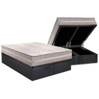 Conjunto Box Baú Queen: Colchão Molas Paropas D28 / Master Prata Double Face 25 + Base CRC Suede Gray (158x198)