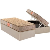 Conjunto Box Baú Solteiro: Colchão Molas Paropas D33 Pasquale Clean + Base CRC Suede Clean (88x188)