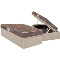 Conjunto Box Baú Solteiro: Colchão Molas Herval Bonnel Suite Master + Base CRC Suede Clean (88x188)