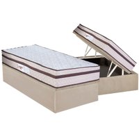 Conjunto Box Baú Solteiro: Colchão Molas Paropas Ensacadas Basic + Base CRC Suede Clean (88x188)