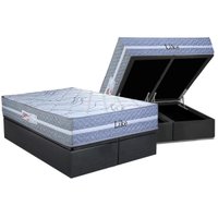 Cama Box Baú King: Colchão Molas Ensacadas Paropas Like + Base CRC Suede Gray (193x203)