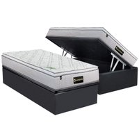 Cama Box Baú Solteiro: Colchão Molas Bonnel Luckspuma Trade + Base CRC Suede Gray (88x188)