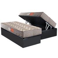 Cama Box Baú Solteiro: Colchão Espuma D45 Paropas Pasquale Gray + Base CRC Suede Gray (88x188)