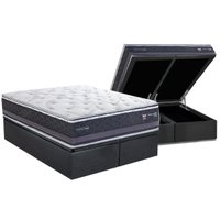 Conjunto Box Baú Queen: Colchão Molas Herval Maxspring C1783 + Base CRC Suede Gray (158x198)