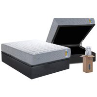 Conjunto Box Baú Casal: Colchão Molas Herval Ensacadas Bumpcore + Base CRC Suede Gray (138x188)