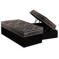Cama Box Baú Solteiro: Colchão Molas Ensacadas Paropas Previlege + Base CRC Suede Black(88x188)