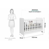 Quarto Infantil Completo 3 Peças (1GuardaRoupa+1Berço+1Cômoda) QI126 Branco/Amendoa - Peroba