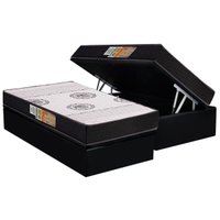Cama Box Baú Solteiro: Colchão Anatômico Polar D28 Orthoface Black + Base CRC Suede Black (88x188)
