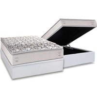 Cama Box Baú Casal: Colchão Ortopédico Herval AG65 Santorini C1604 + Base CRC Linhão White (138x188)