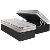 Cama Box Baú Solteiro: Colchão Espuma Paropas D33 Pasquale Plus Euro Pillow + Base CRC Suede Grey(88x188)