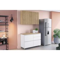 Cozinha Modulada Completa Rainha 2 Peças (1Aéreo+1Balcão) C2P44 Branca/Nature - Nesher