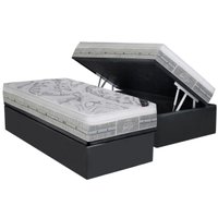 Cama Box Baú Solteiro: Colchão Molas Ensacadas Castor Gold Star SLX + Base CRC Suede Gray(88x188)