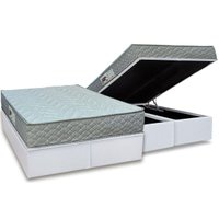 Cama Box Baú King: Colchão Espuma D45 Paropas Pasquale Gray + Base CRC Linhão White (193x203)