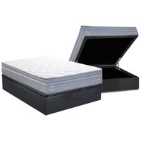 Conjunto Box Baú Casal: Colchão Molas Herval Maxspring C1780 + Base CRC Suede Gray (138x188)