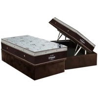 Conjunto Box Baú Solteiro: Colchão Molas Ortobom Ensacadas Sleep King + Base CRC Suede Brown (88x188)