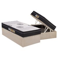 Cama Box Baú Solteiro: Colchão Espuma Polar D28 / EP Orthoface Class + Base CRC Suede Clean(88x188)