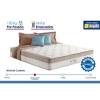 Cama Box Baú Solteiro: Colchão Molas Ensacadas D Angelis Anjos Superlastic King Best + Base CRC Suede Clean (88x188)
