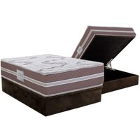 Cama Box Baú Casal: Colchão Espuma D33 Herval Long Live + Base CRC Suede Brown (138x188)