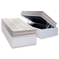 Conjunto Box Baú Solteiro: Colchão Molas Paropas D28 / Master AG80 Prata Double Face 17 + Base CRC Corano White (88x188)