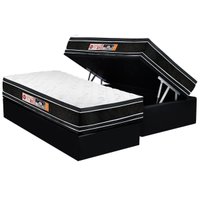 Conjunto Box Baú: Colchão Espuma Castor D33 Black e White+Base CRC Suede Black Solteiro (88x188)