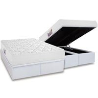 Cama Box Baú King: Colchão Espuma D45 Herval New Top + Base CRC Linhão White (193x203)