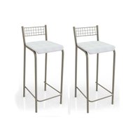 Banqueta de Cozinha Gênova 2B705NK Kit 2 Un Niquel/Corano Branco - Kappesberg