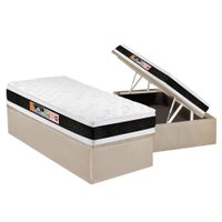 Conjunto Box Baú Solteiro: Colchão Espuma Castor D45 Black e White Air + Base CRC Suede Clean (88x188)